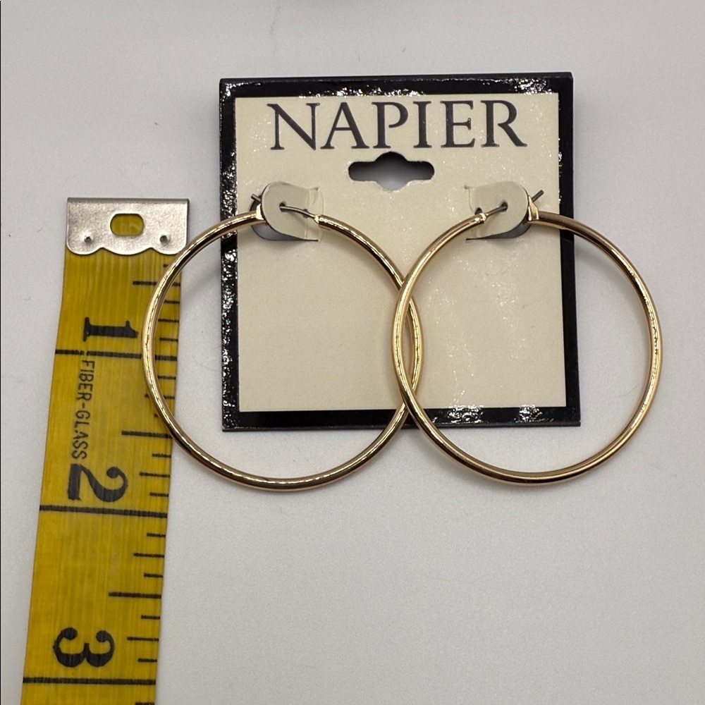NWT Napier Classic Gold Tone Hoop Earrings - Picture 3 of 3